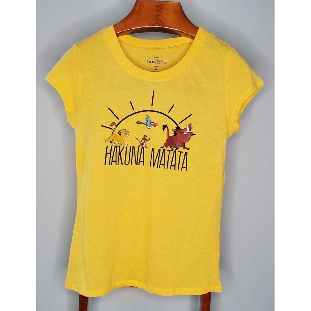 Disney Lion King Hakuna Matata Yellow Short Sleeve T-Shirt Women's XL